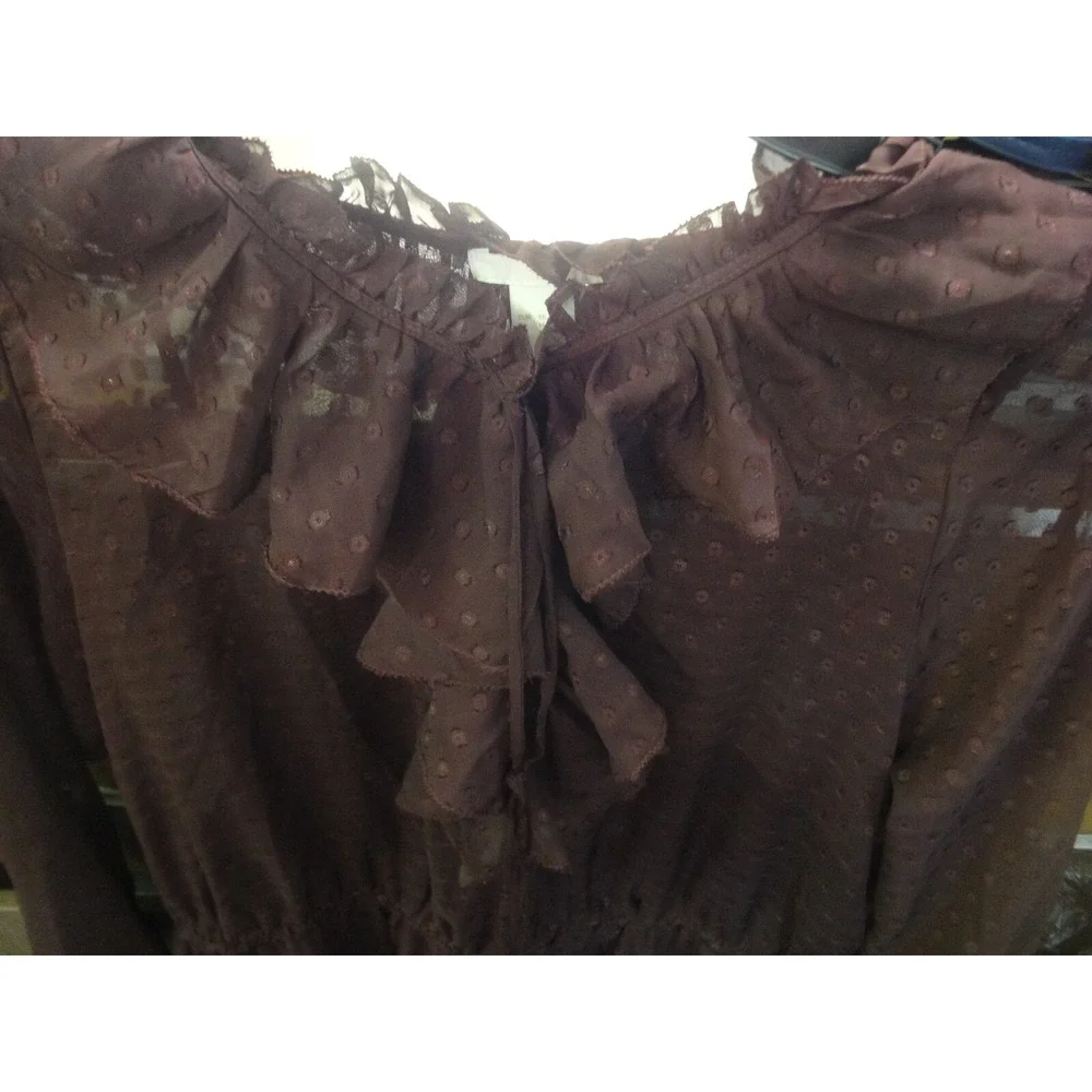 H&M Maroon Sheer dress with attached slip long sleeves size 14 NWT - Picture 3 of 12